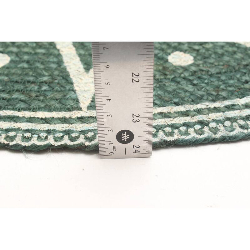 ECARPETGALLERY Braided Weave Palas Denizli Dark Green Jute Rug - 2'11 x 2'11