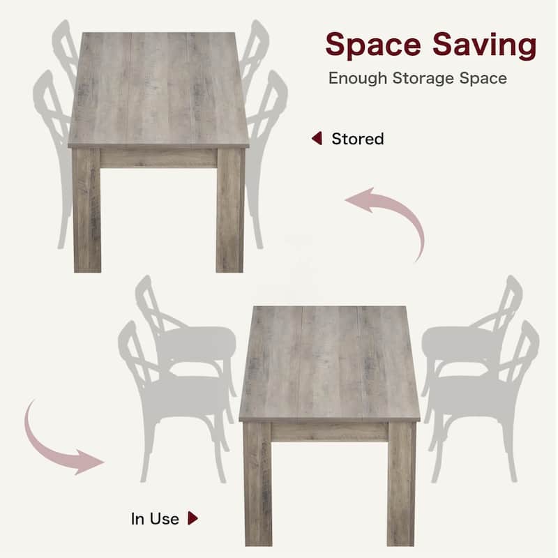 63" Wood Farmhouse Dining Table, for 4-6