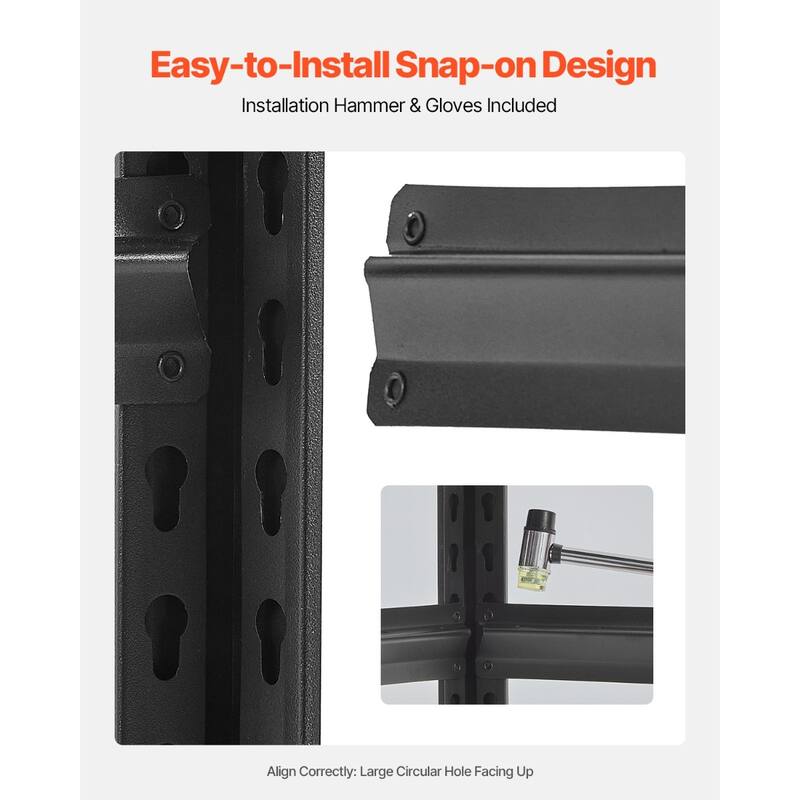 Black Steel Adjustable Garage Shelves, 3000 lbs Heavy-Duty Rack