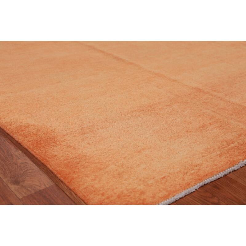 Hand Knotted Oriental 100% Wool Carpet Modern Solid Oranges & Rust Gabbeh Area Rug - 12' 2'' X 9' 0''