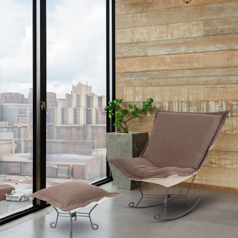 Allan Andrews Scroll Puff Rocker with Titanium Frame, Barbet Collection