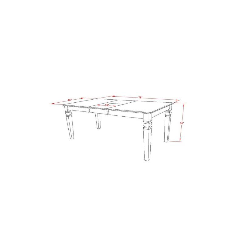 5Pc Dining Set - Rectangle Table with Leaf & 4 Parson Chairs - Linen White & Beige - 84