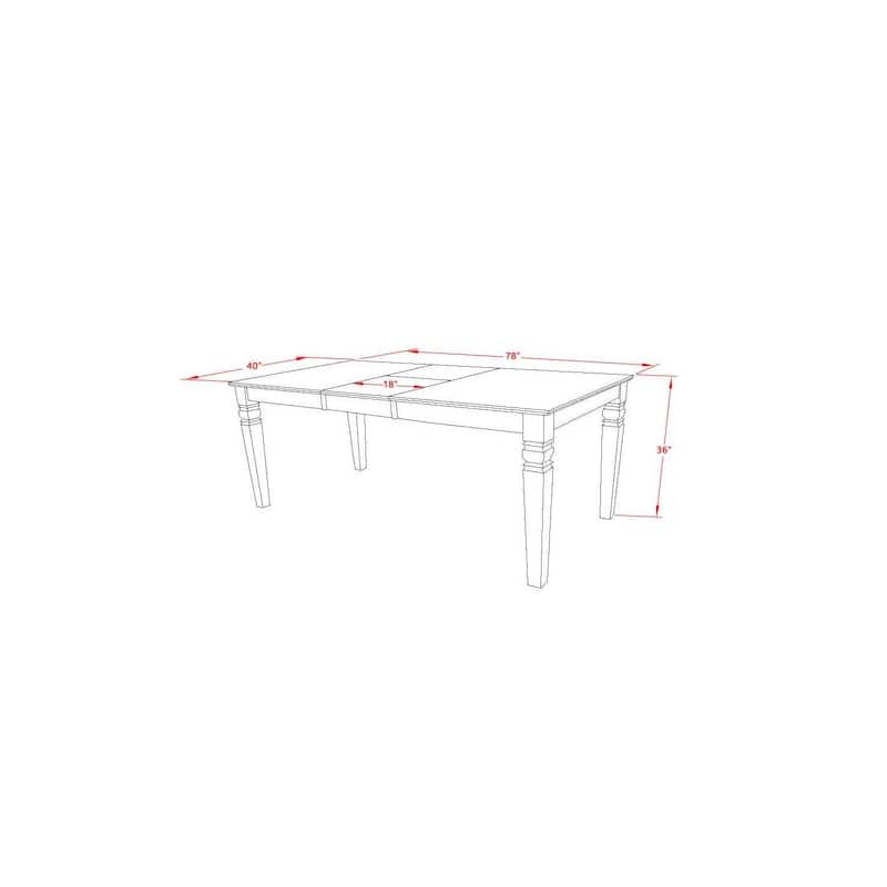 Rectangular Dining Table Set - 5pc Table & 4 Chairs - 66/84 Inch Table with Leaf - Linen White Legs