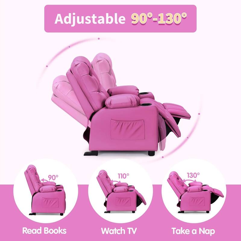 MCombo Big Kids Recliner Chair with Cup Holders - 28.3"(L)x26.0"(W)x34.2"(H)