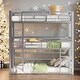 preview thumbnail 1 of 5, Metal Twin Size Triple Bunk Bed in Silver, Space-Saving Design with Sturdy Construction and Safety Guardrails Silver