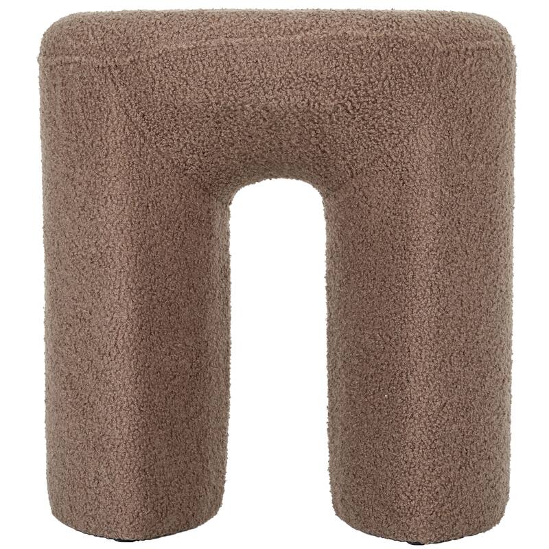 Upholstered Boucle Horseshoe Ottoman Stool Foot Rest Seat Living Room