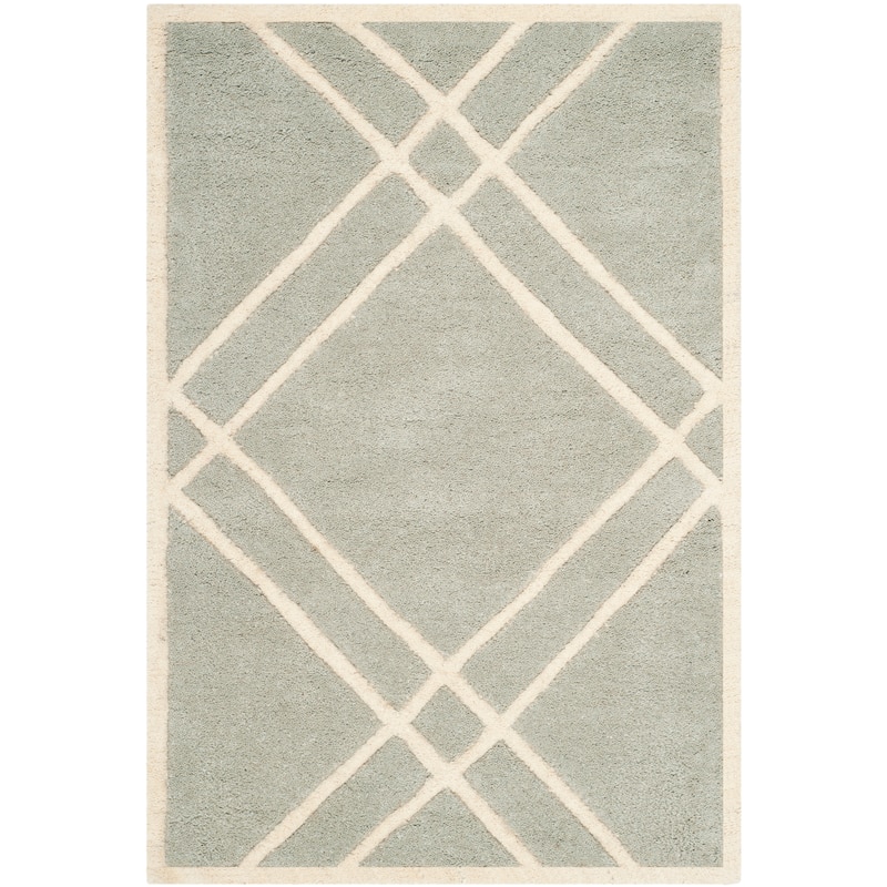 SAFAVIEH Handmade Chatham Geronda Modern Moroccan Wool Rug - 2' x 3' - Grey/Ivory