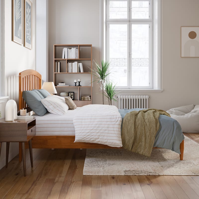 Quincy Full Solid Wood Low Profile Platform Bed in Light Toffee