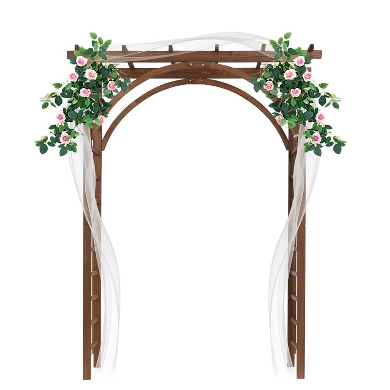 84.65" H Dark Brown Fir Wood Garden Arch for Climbing Plants with Rustproof Iron Frame - 62.99” x 23.62” x 84.65" (L x W x H)
