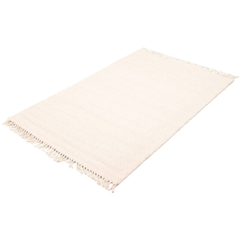 ECARPETGALLERY Braid weave Sienna Beige Wool Rug - 5'0 x 7'11