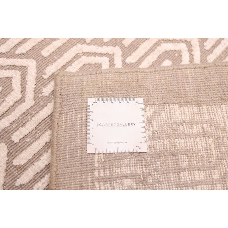 ECARPETGALLERY Hand Loomed Elysian Ivory Viscose, Wool Rug - 8'0 x 10'3