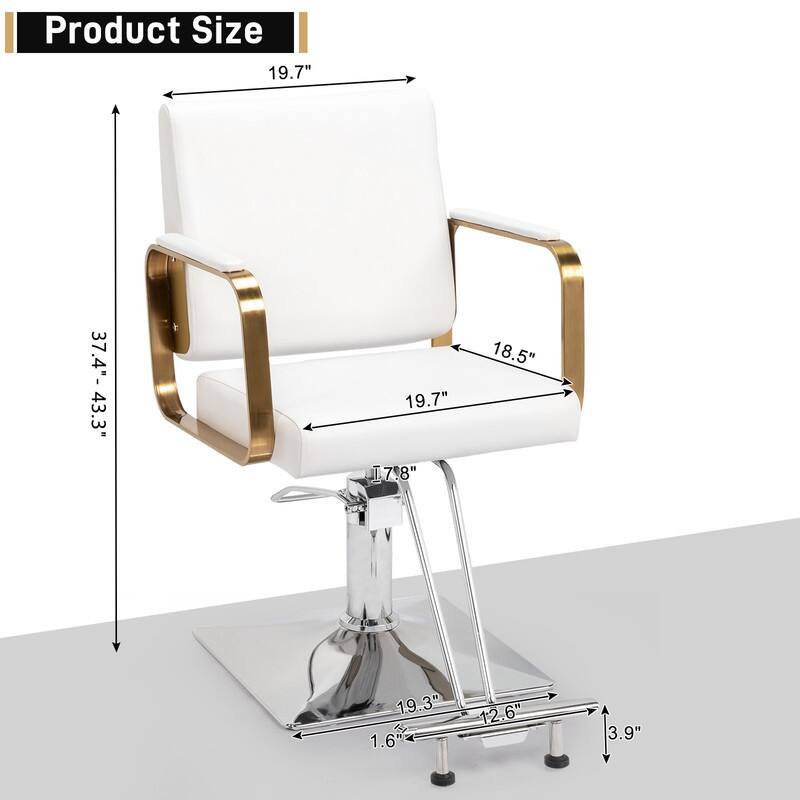 PVC Leather Stainless Steel Armrests Footrests Square Chassis Salon Chair - N/A