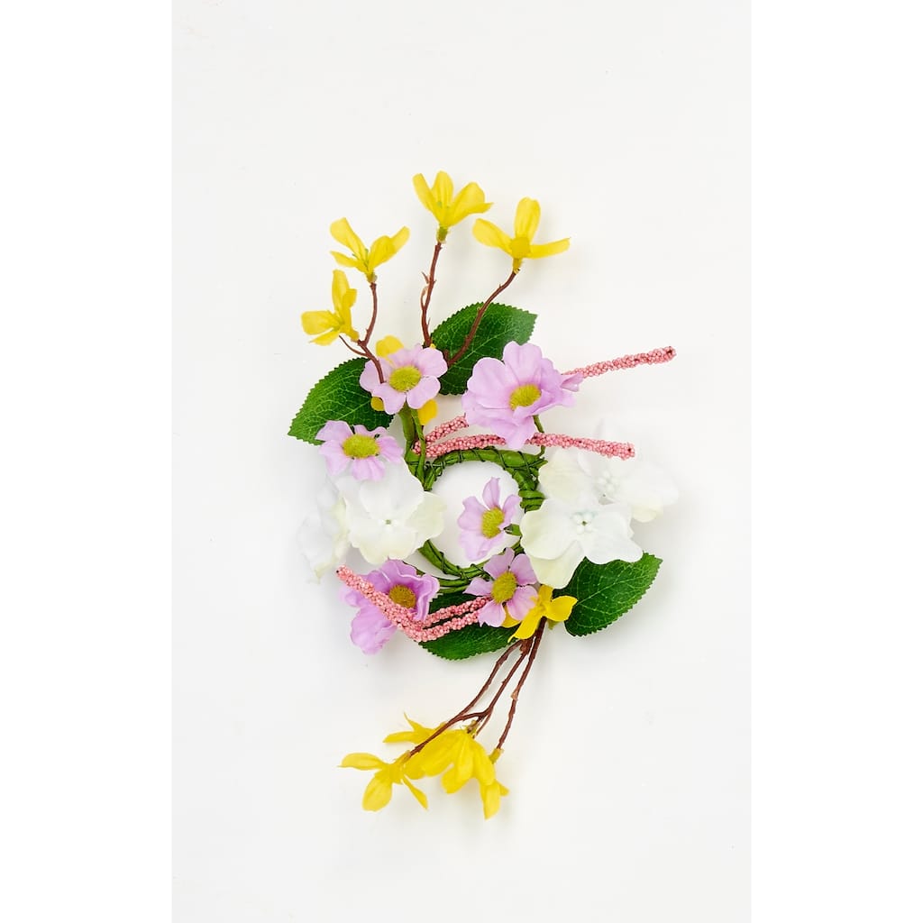 1.25" Cherry Forsythia Daisy Candle Ring, Lavender, Set of 2 - 9