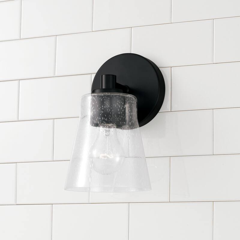 Baker 1-light Wall Sconce w/ Clear Seeded Glass