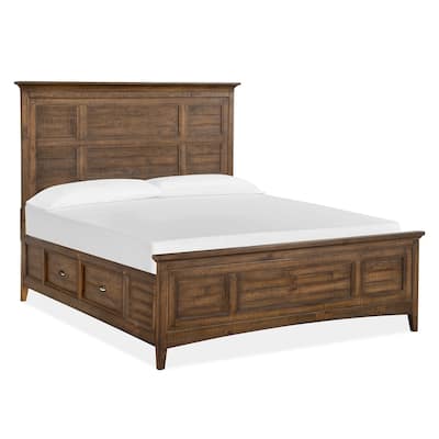 Bay Creek Relaxed Traditional Toasted Nutmeg Panel Bed with Storage Rails