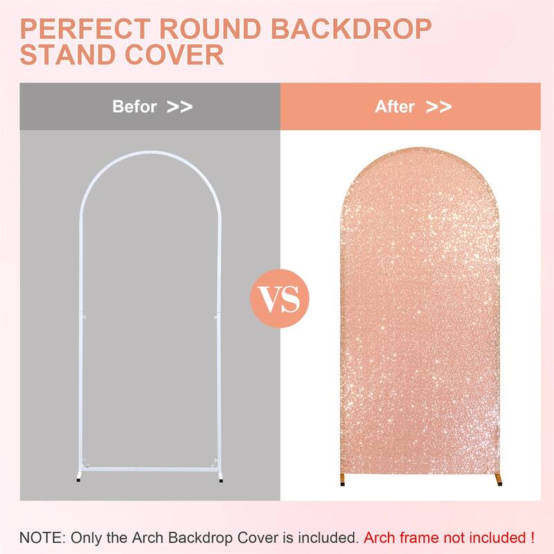 1 pack Bling Arch Backdrop Cover, Sequin Wedding Arch Stand Cover with Round Sequins, Zipper Design Banquet Backdrop Cover