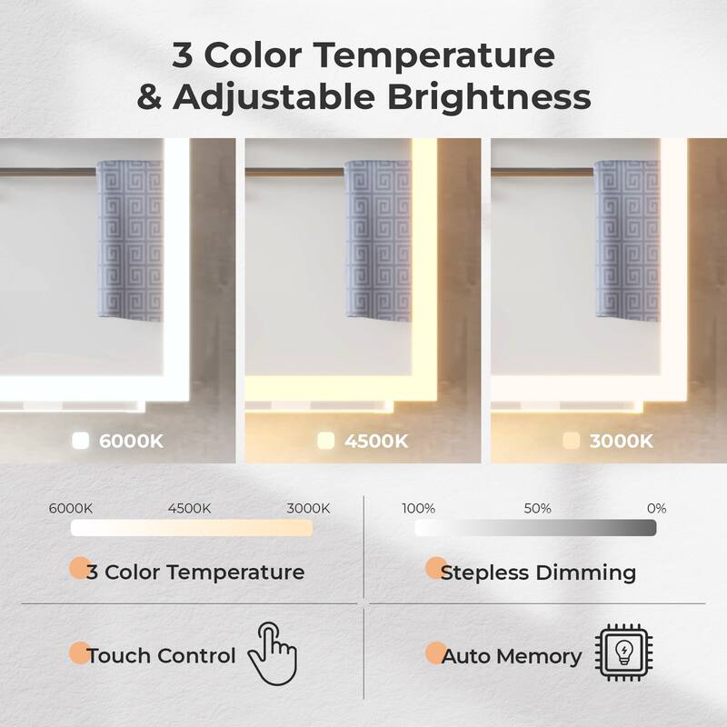 White MDF LED Bathroom Wall Cabinet with Mirror, Shelves and USB Ports - 19.7” x 6.3” x 27.6”