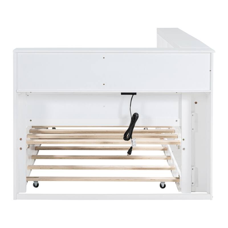 Wooden Twin Size DayBed with Twin Size Trundle, USB Charging Ports
