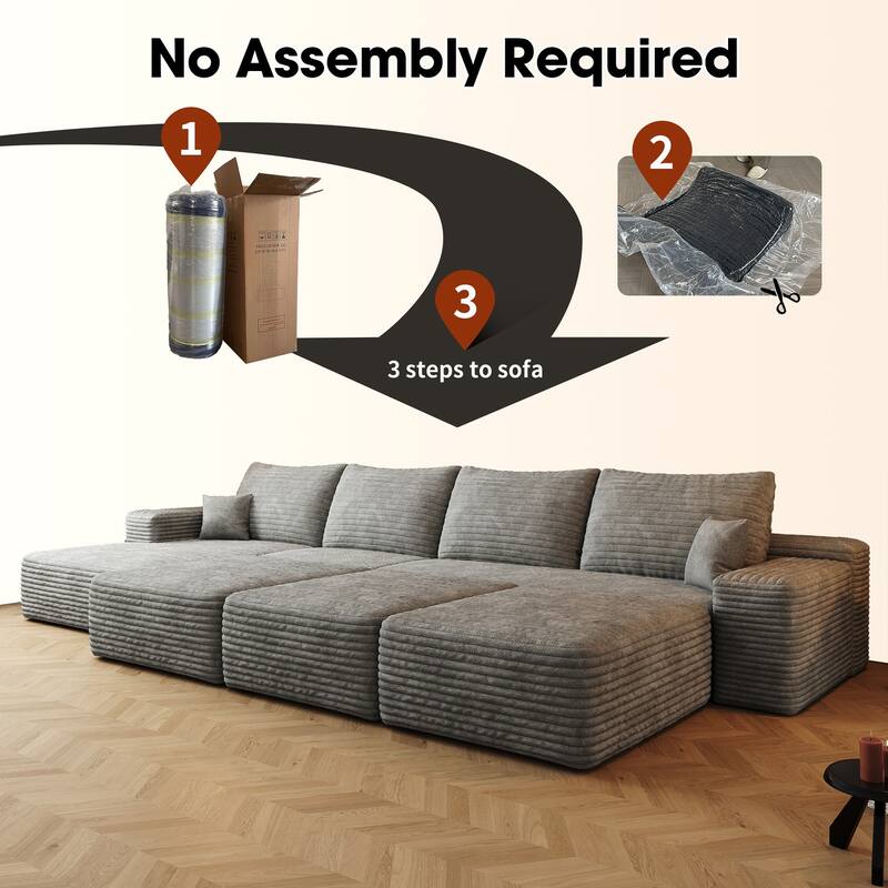 135.4-in Casual Gray 4 -seater Left Reclining Sectional - 8' x 10'