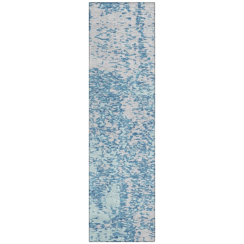 Machine Washable Indoor/ Outdoor Abstract Pixels Chantille Rug