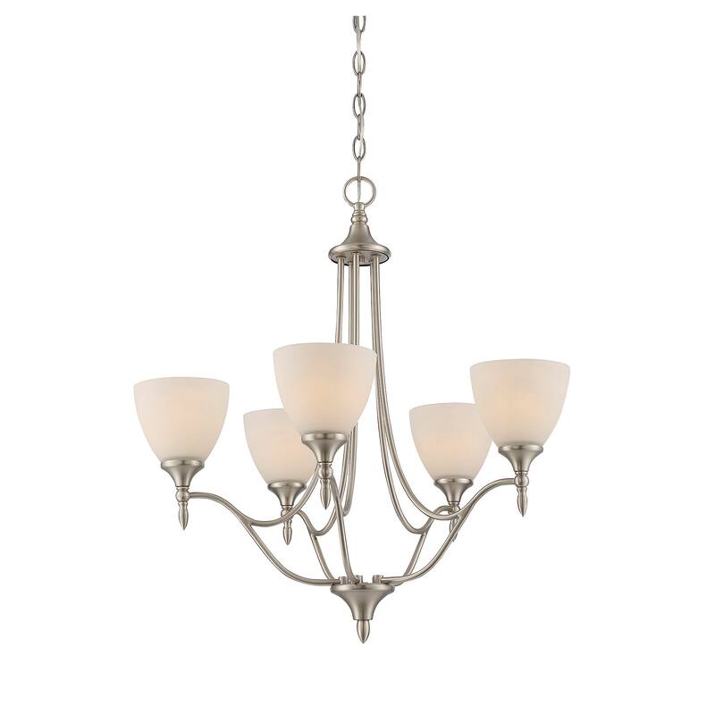 Transitional Style Chandelier - Satin Nickel Finish