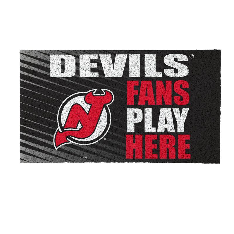28 in. x 16 in. New Jersey Devils "Fans Play Here" PVC Door Mat