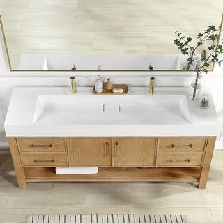 Vera Rectangular White Composite Stone Console Bathroom Vanity Sink
