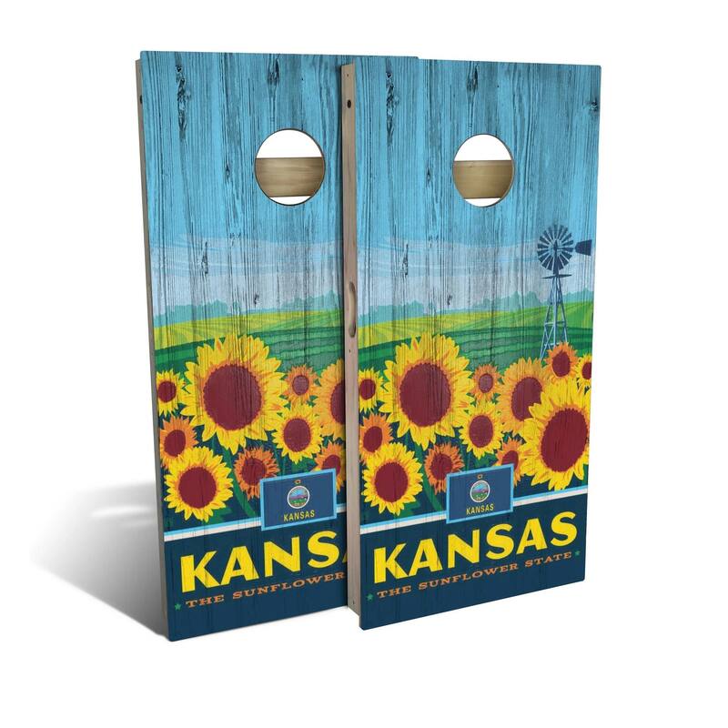 Kansas State Pride Outdoor Cornhole Board Set - Board Wraps Only - Include Hole + Edge Lights