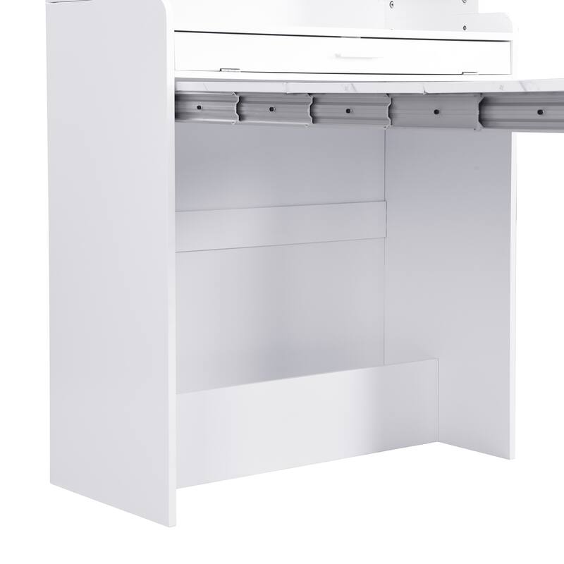 Pantry Cabinet with Hutch and Foldable Dining Table