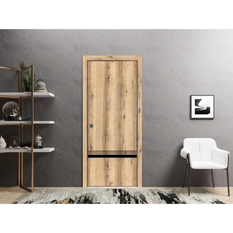 Slab Barn Door Panel 18 x 80 Planum 0012 Oak with Sturdy Finished