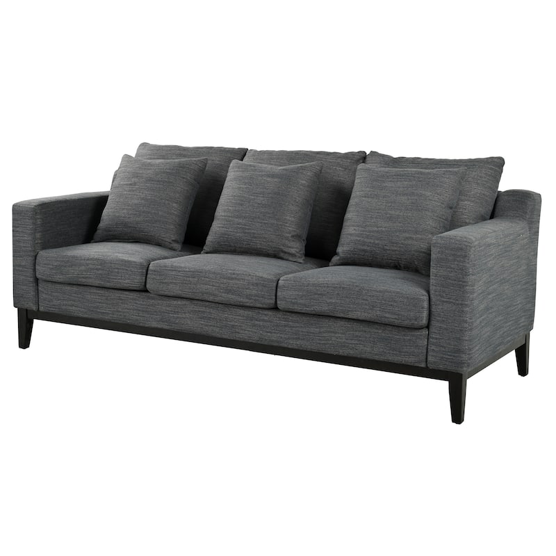 Roomfitters Comfy 3-Seat Sofa with Wooden Legs, Modern Upholstered Couch for Living Room and Study