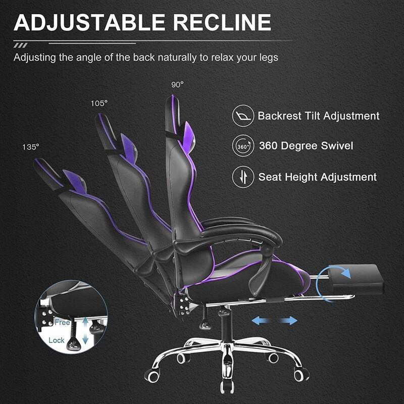 Lucklife Gaming Chair Computer Chair with Footrest and Lumbar Support for Office or Gaming