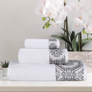 Superior Medallion Cotton Jacquard Texture 3 Piece Assorted Towel Set