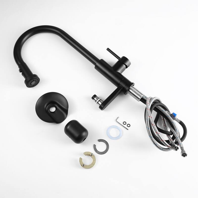 Modern 3-in-1 High-Arc Pull-Down Sprayer Kitchen Faucet with 3 Function Spray Mode & Press-Type Glass Rinser