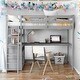 preview thumbnail 1 of 25, Solid Pine Wood Twin Size Loft Bed With Desk and Drawers Gray