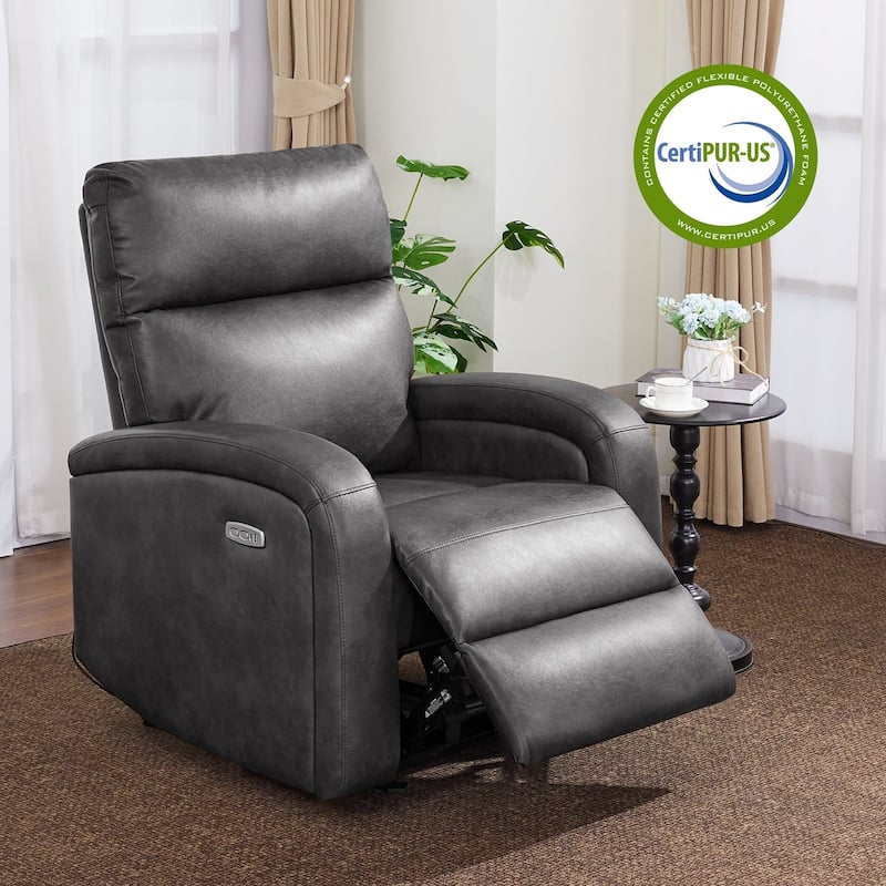 Zero Wall Recliner Chair, Power Recliner with USB & Type-C Dual Charge Ports, for Small Space, Living Room - Grey