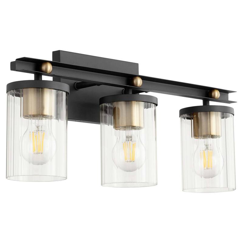 Quorum International 529-3-80 Empire 3 Light 21" Wide Vanity Light - Textured Black / Aged Brass