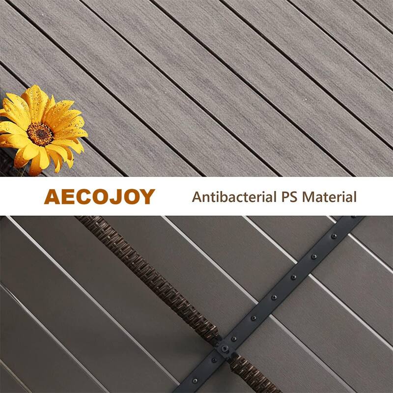 AECOJOY Outdoor Rectangle Wicker Dining Table