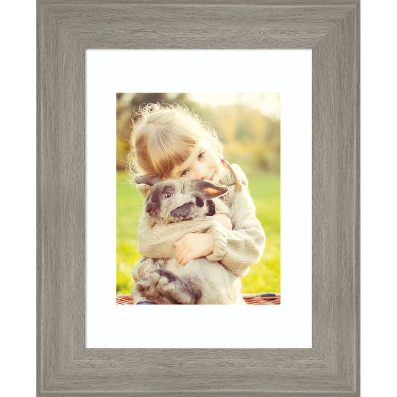 Grand Black Narrow Framed Picture Frame, Photo Frame - 11x14 Matted to 8x10 - Grand Greywash Narrow