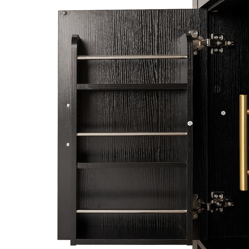 Arched Kitchen Pantry Cabinet with Glass Door, Farmhouse 71" Storage Cabinet with Adjustable Shelves & Barn Door Design