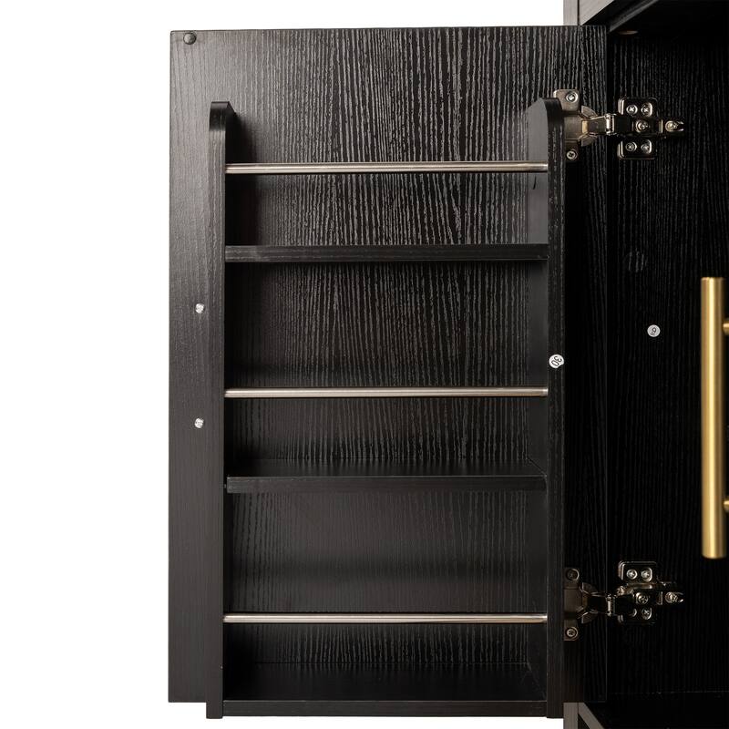 Roomfitters 71" Tall Arched Farmhouse Pantry Cabinet with Glass Barn Doors & Pull-Out Drawer