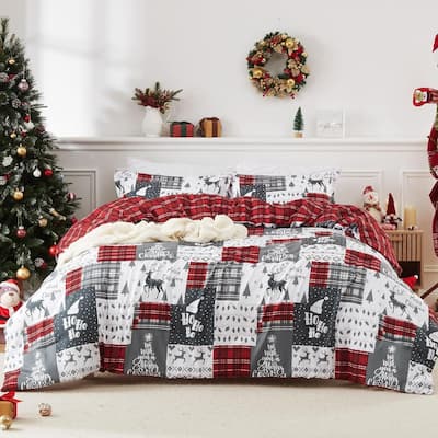 Reversible Christmas Comforter Bedding Set with Comforter and Pillow Shams
