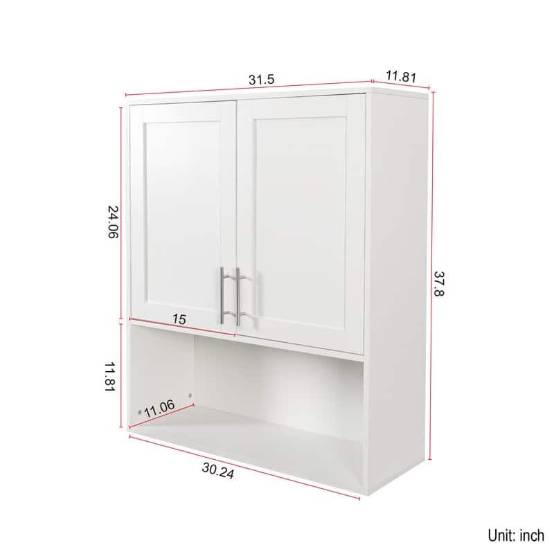 Wall-Mounted Two-Door Bathroom Mirror Cabinet with Facial Tissue Slot and Multi-Purpose Storage Space‌