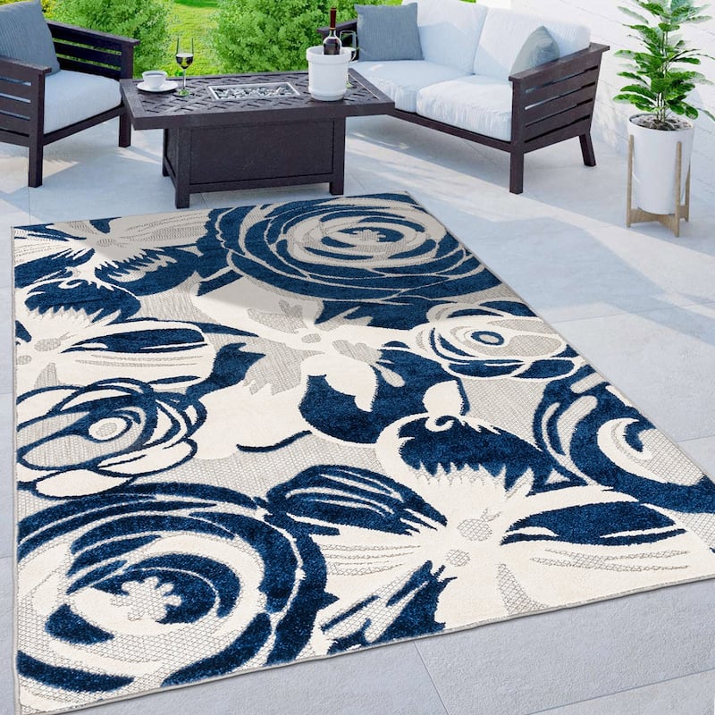 World Rug Gallery Modern Floral Indoor/Outdoor Area Rug