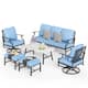 MAISON ARTS 6/7-Piece Patio Conversation Sets, Sofa Set with 2/4 x Single Chairs, 1 x 3-seater Sofa and Coffee Table/Ottomans