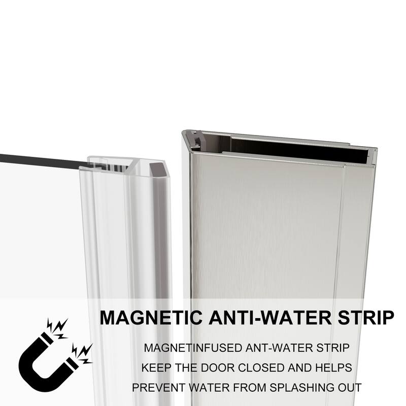 TOOLKISS Pivot Swing Frameless Shower Door with Safey Clear Glass