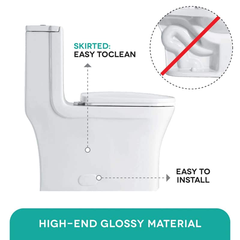 Fine Fixtures Dual-Flush Elongated One-Piece Toilet with High Efficiency Flush