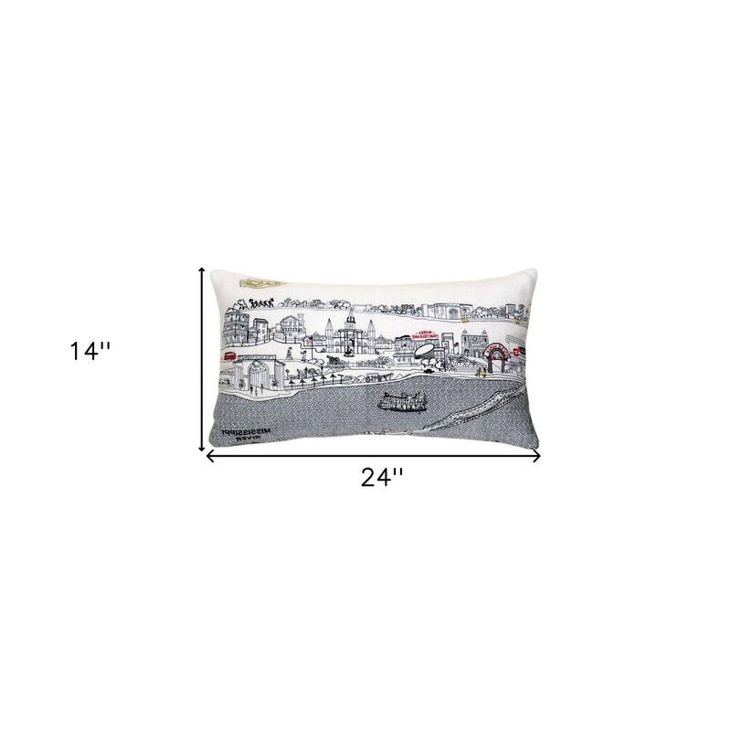 HomeRoots 25" White New Orleans Daylight Skyline Lumbar Decorative Pillow