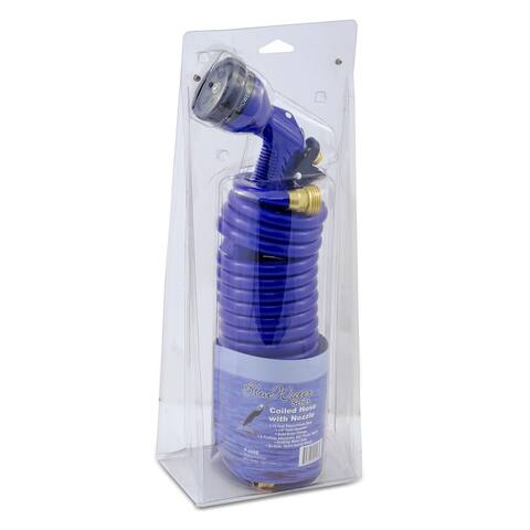 Blue Coiled Hose with Adjustable Nozzle