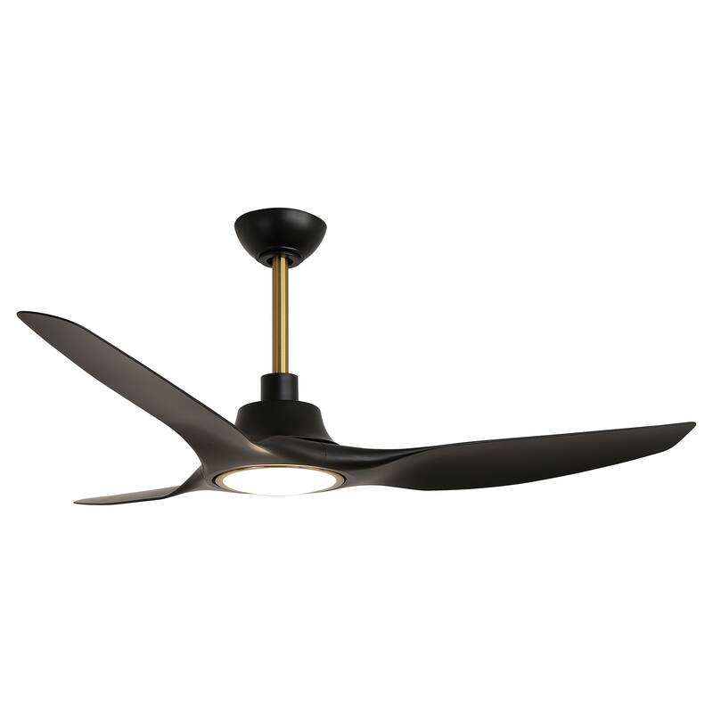 52" Modern Black Dimmable Propeller Smart Ceiling Fan with Light and Remote, App Control, Voice Control